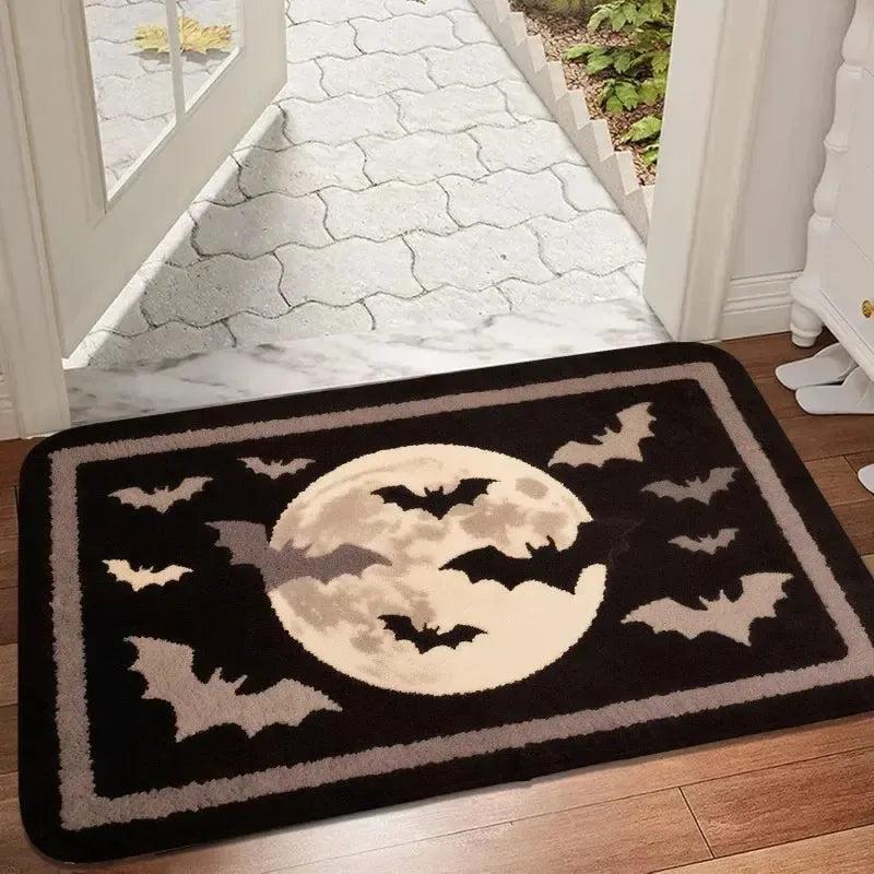 Gothic Halloween Doormat - Spooky Ghost, Cat & Bat Design - Witchy Home Decor-MoonChildWorld