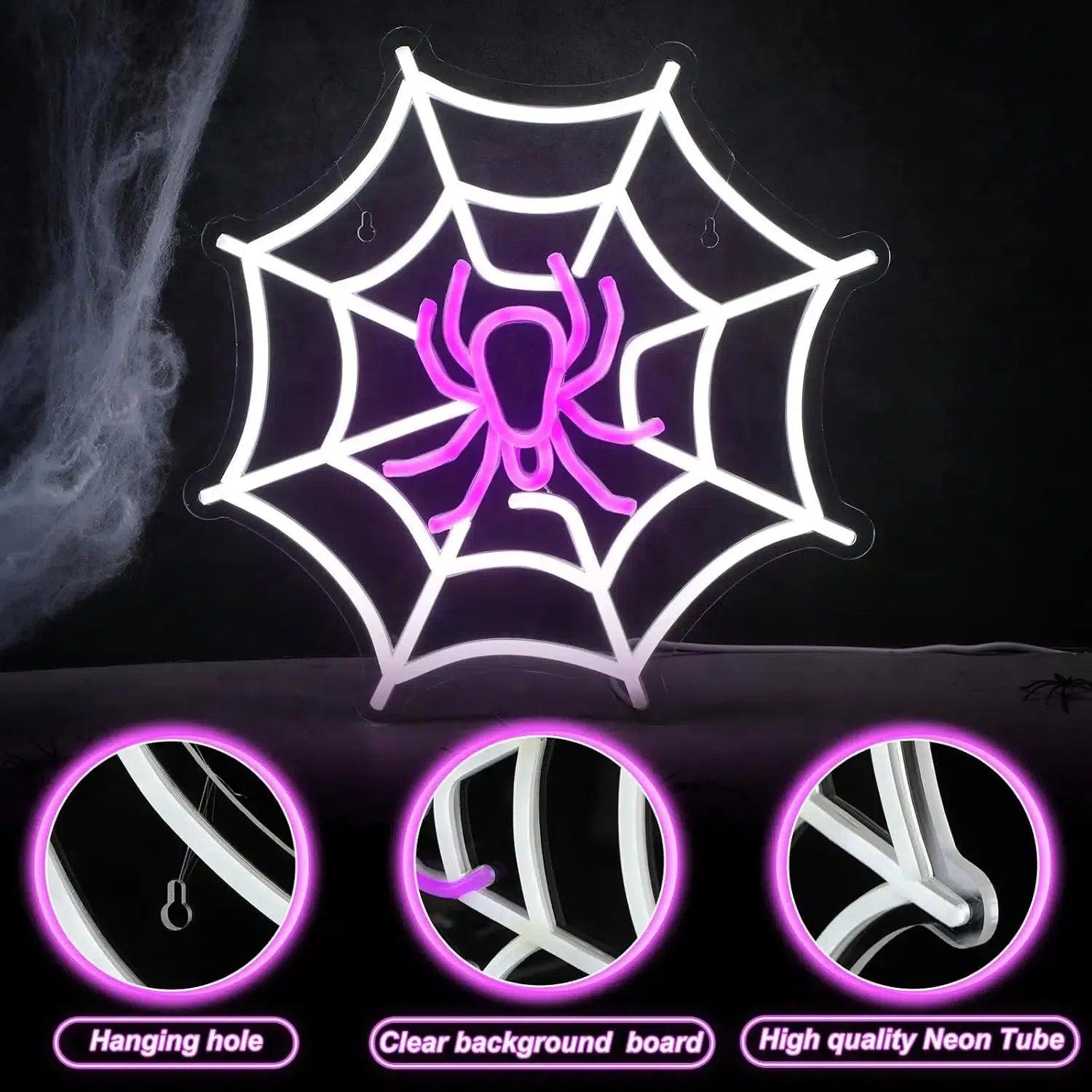 Witchy Spider Web Neon Signs Spider Gothic LED Neon Light Halloween Wall Decor-MoonChildWorld