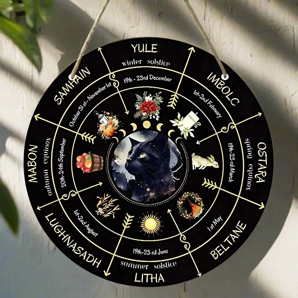 Magical Wheel of Year Pagan Festival Sign Pagan Calendar Wooden Sign-MoonChildWorld