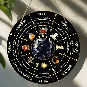 Magical Wheel of Year Pagan Festival Sign Pagan Calendar Wooden Sign