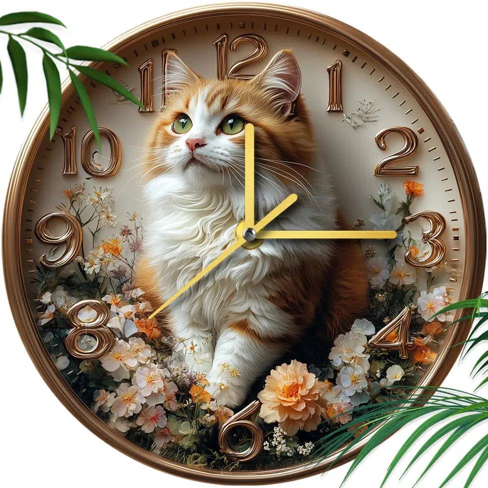 British Longhair Cat Wall Clock for Cat Lovers-MoonChildWorld