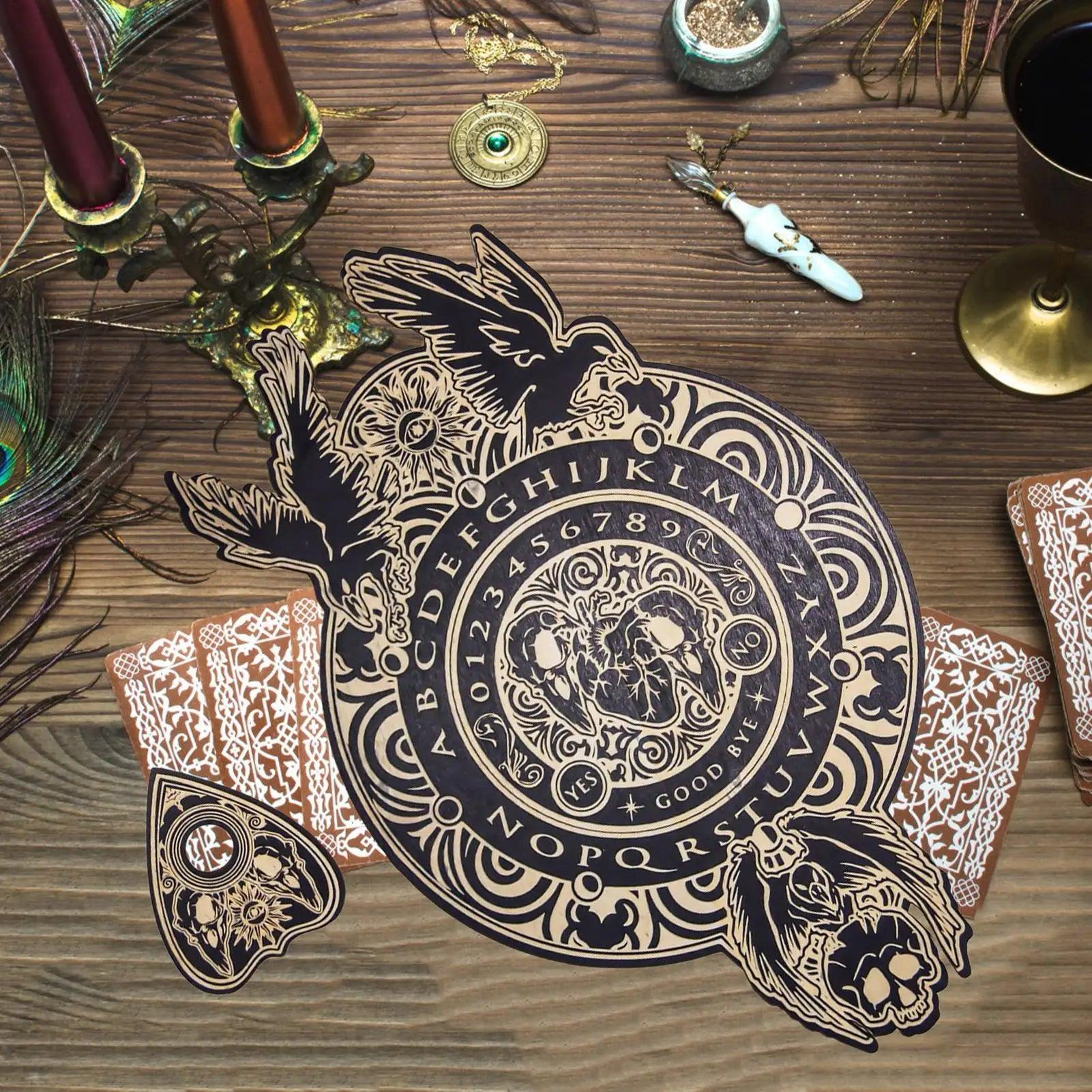 Pendulum Witch Ouija Board For Divination - Viking Tree Gothic Skull Wooden Talking Board Wiccan Altar Supplies-MoonChildWorld