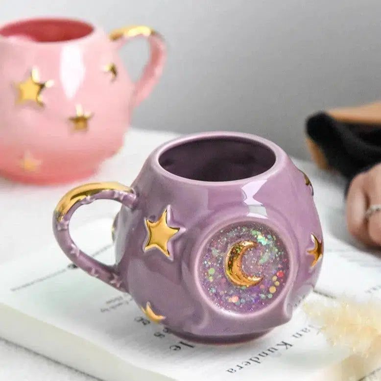 Ceramic Starry Sky Magic Mug Star Moon Mug-MoonChildWorld