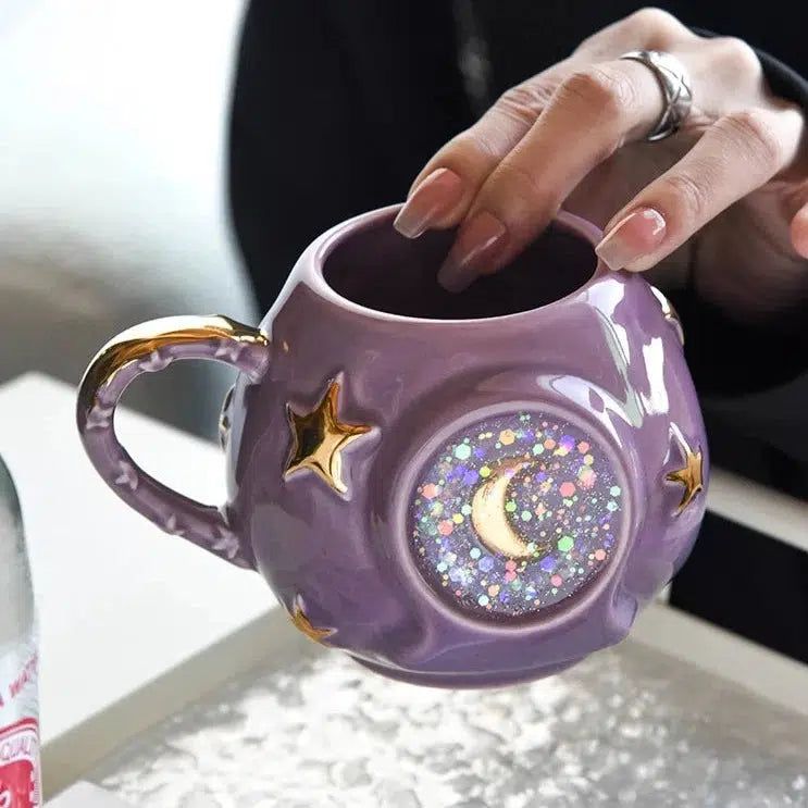 Ceramic Starry Sky Magic Mug Star Moon Mug-MoonChildWorld