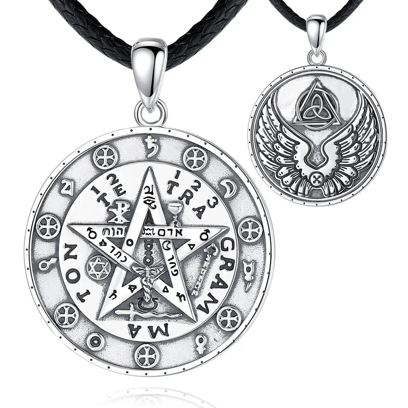 Pentagram Runes Necklace Pagan Jewelry-MoonChildWorld