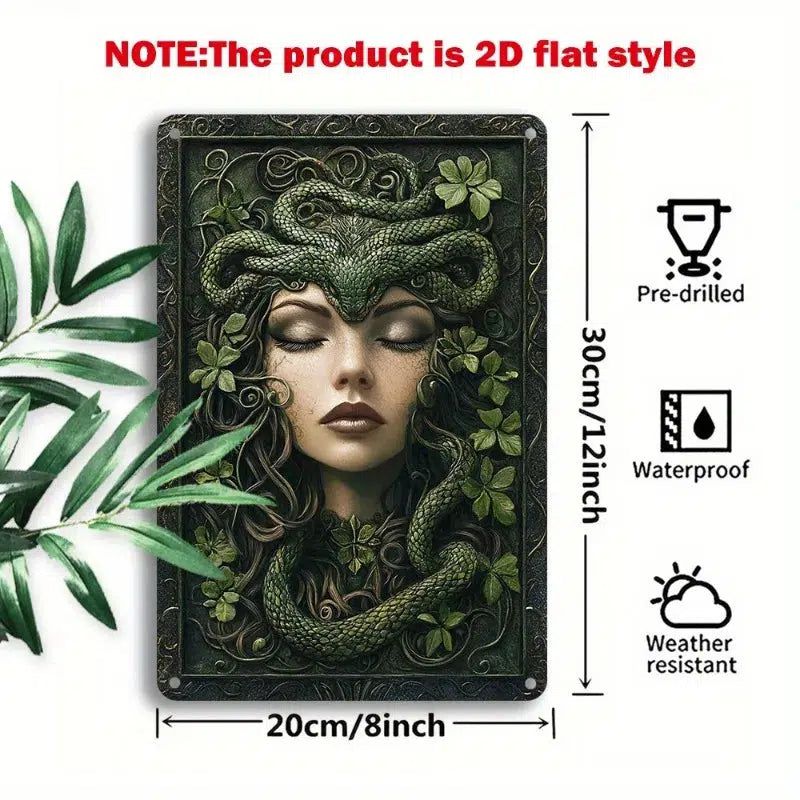 Mysterious Medusa Aluminum Wall Sign Medusa Metal Sign Greek Mythology Decor-MoonChildWorld