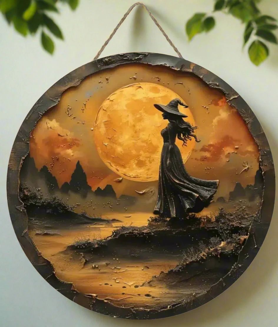 Witch Wooden Sign Halloween Hanging Sign Gothic Wood Sign-MoonChildWorld