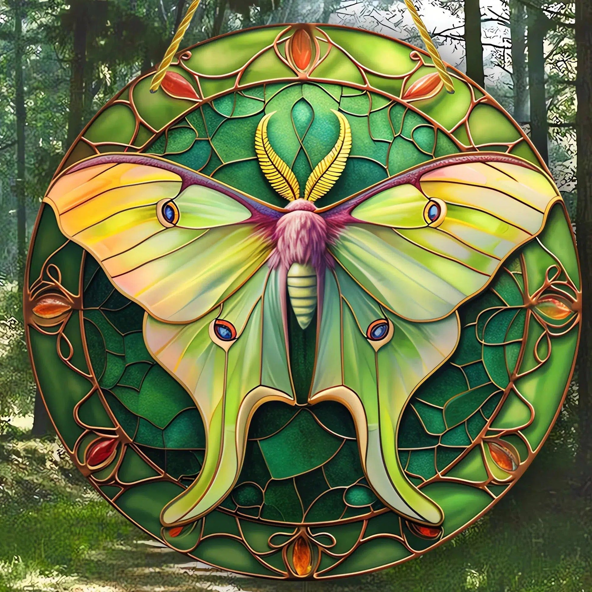 Luna Moth Suncatcher Gothic Acrylic Round Sign-MoonChildWorld