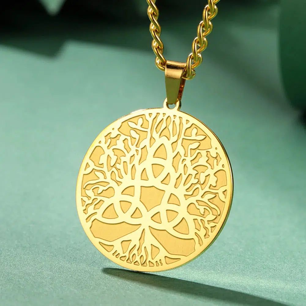 Trinity Knot Tree of Life Necklace Triquetra Moon Phase Tree of life Necklace-MoonChildWorld