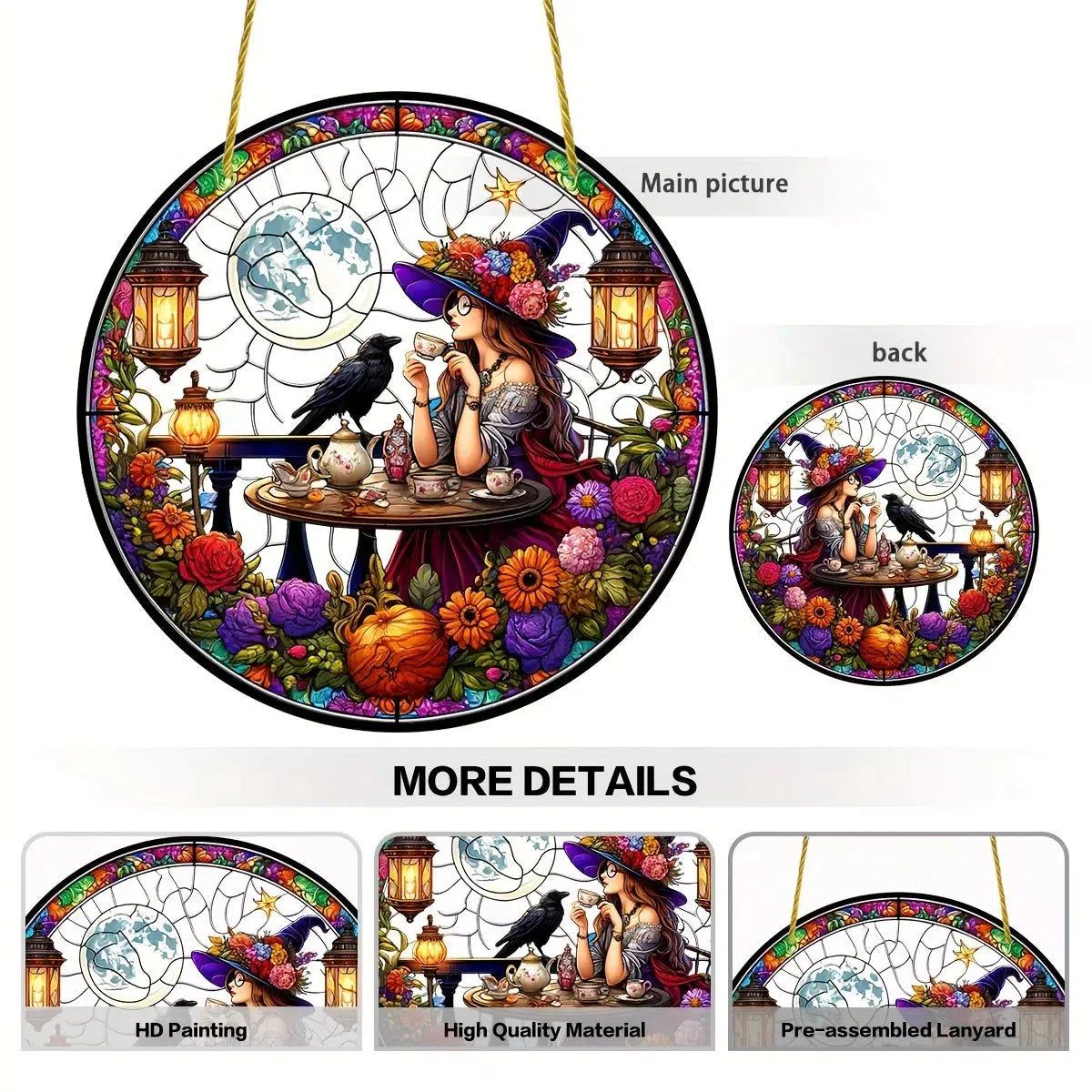 Crow and Witch Suncatcher Witchy Window Hanging For Halloween Decor-MoonChildWorld