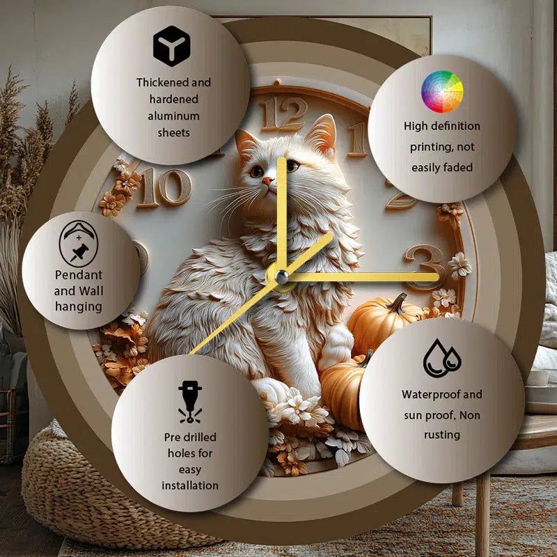 British Longhair Cat Wall Clock for Cat Lovers-MoonChildWorld