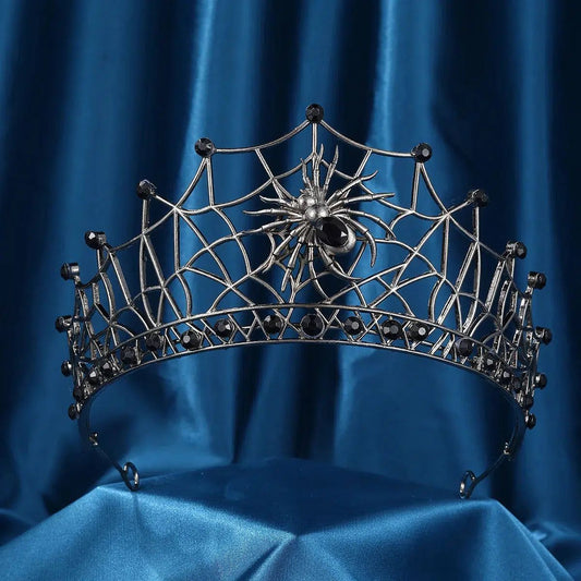 Gothic Spider Crystal Crown Witchy Tiaras for Halloween - Gothic Hair Accessories