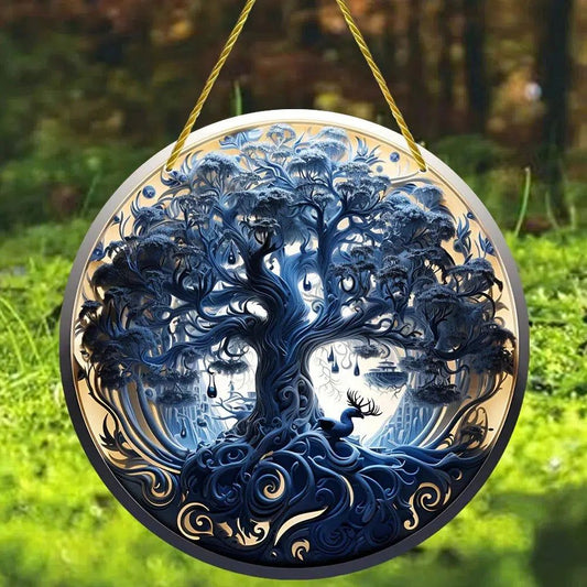 Tree Of Life Suncatcher Wicca Pagan Acrylic Round Sign