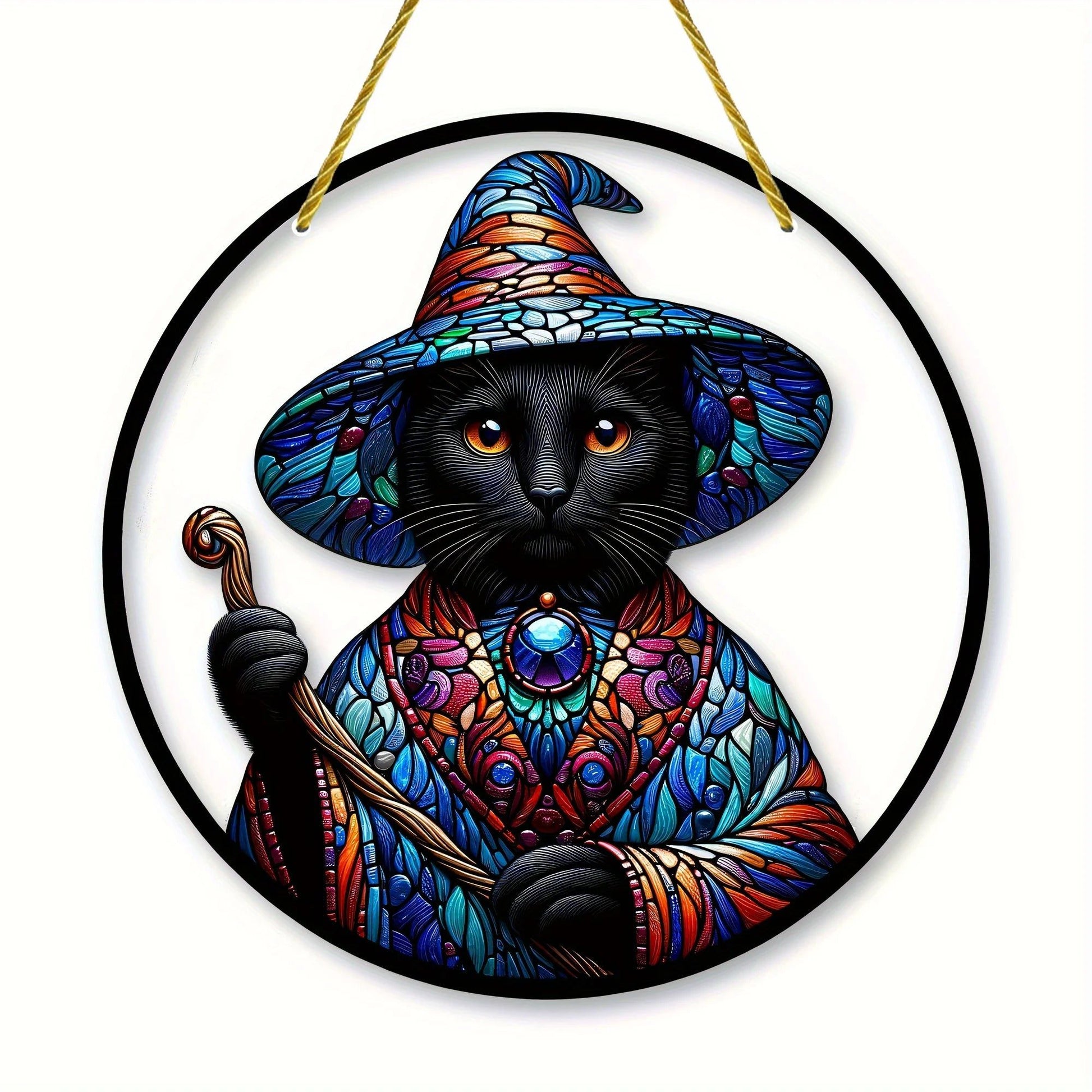 Black Cat Suncatcher Magician Cat Acrylic Sign-MoonChildWorld