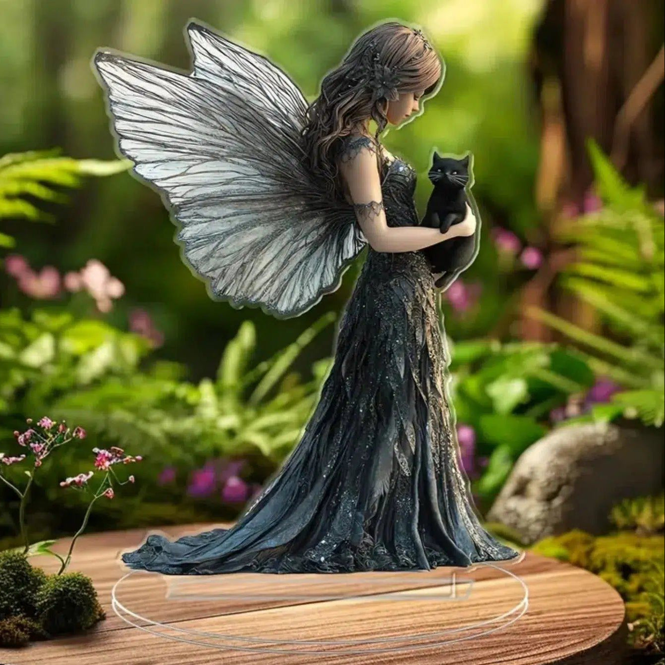 Dark Angel 2D Flat Acrylic Table Ornament Gothic Angel Desk Ornament Gothic Home Decor-MoonChildWorld