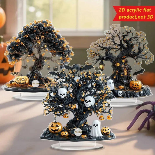 2D Acrylic Spooky Pumpkin Ghost Tree of life Halloween Desktop Ornaments