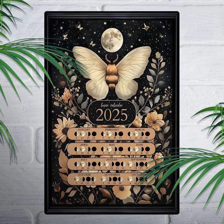 Witchy Metal Wall Art 2025 Wicca Moon Phases Calendar 2025 Lunar Moon Calendar-MoonChildWorld