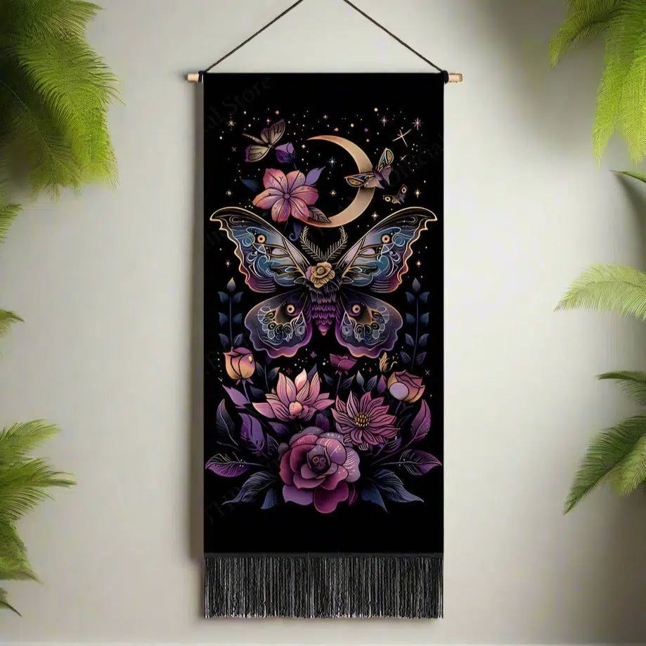 Moon Butterfly Witchy Tapestry Wall Hanging Luna Moth Tapestry-MoonChildWorld