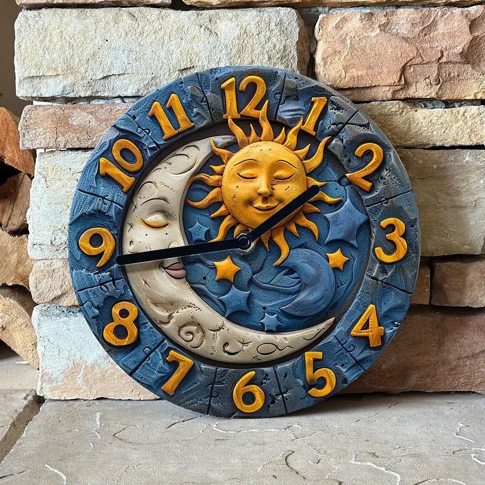 Mystic Sun Moon Wall Clock Celestial Wall Clock-MoonChildWorld