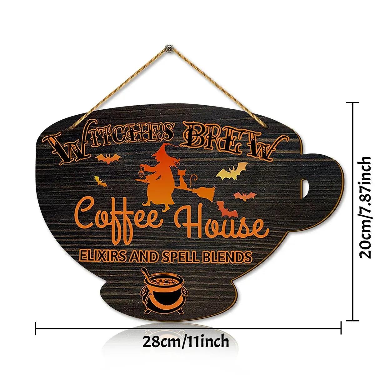 Halloween Wooden Sign for Coffee House: Witches' Brew, Elixirs and Spell Blends-MoonChildWorld