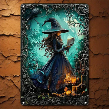 Dark Witch Metal Sign Witchy Wall Decor Gothic Halloween Welcome Sign-MoonChildWorld