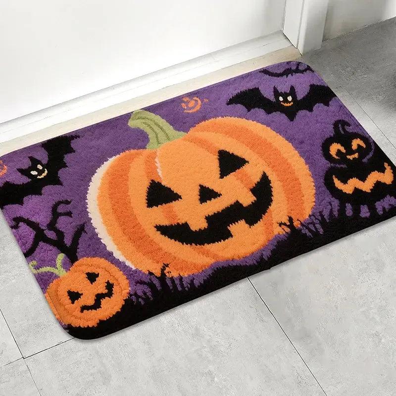 Gothic Halloween Doormat - Spooky Ghost, Spiderweb, Pumpkin, Cat & Bat Design Witch Home Decor-MoonChildWorld