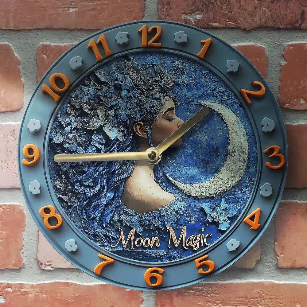 Magic Moon Goddess Wall Clock - Wicca Goddess Clock for Pagan Decor-MoonChildWorld