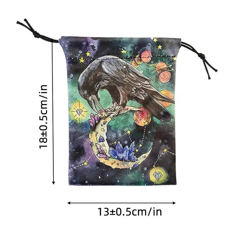 Crow Tarot Pouch Velvet Tarot Storage Bag Witch Tarot Bag-MoonChildWorld