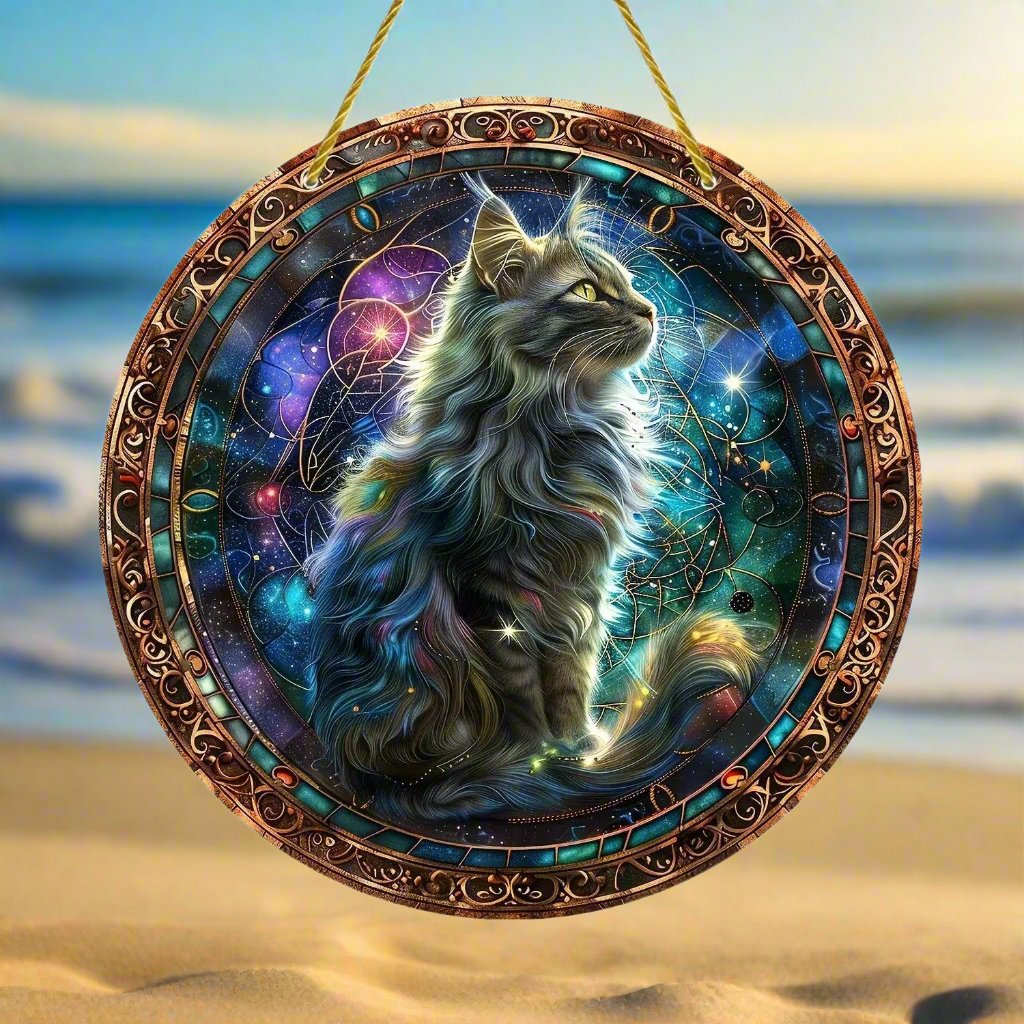 Mystical Cat Suncatcher Occult Cat Acrylic Window Hanging Ornament-MoonChildWorld