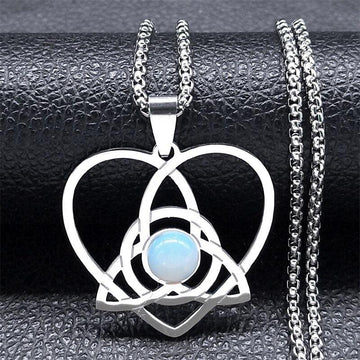 Love Heart Celtic Knot Trinity Purple Stone Necklace-MoonChildWorld