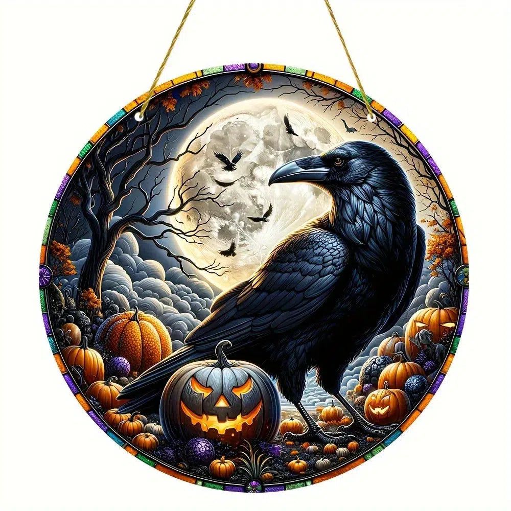 Dark Raven Halloween Suncatcher Crow Window Decor Whimsical Crow Decor Crow Suncatcher-MoonChildWorld