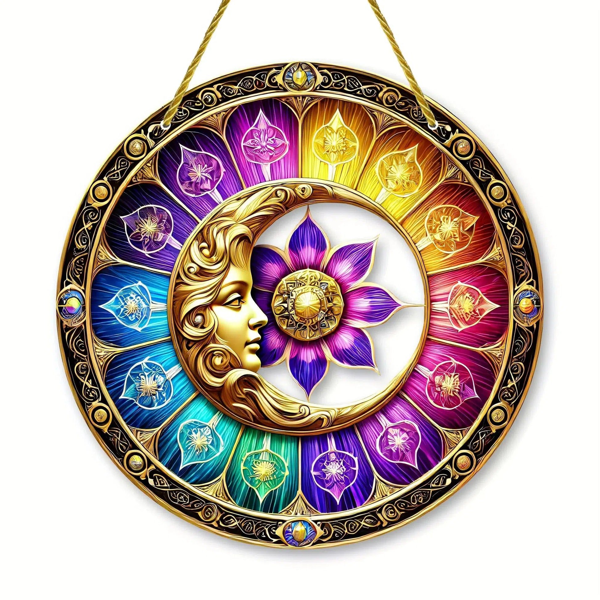 Moon Goddess Suncatcher Celestial Acrylic Sign Sun Moon Window Hanging-MoonChildWorld