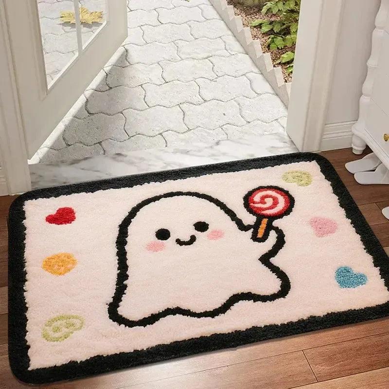 Gothic Halloween Doormat - Spooky Ghost, Cat & Bat Design - Witch Home Decor-MoonChildWorld