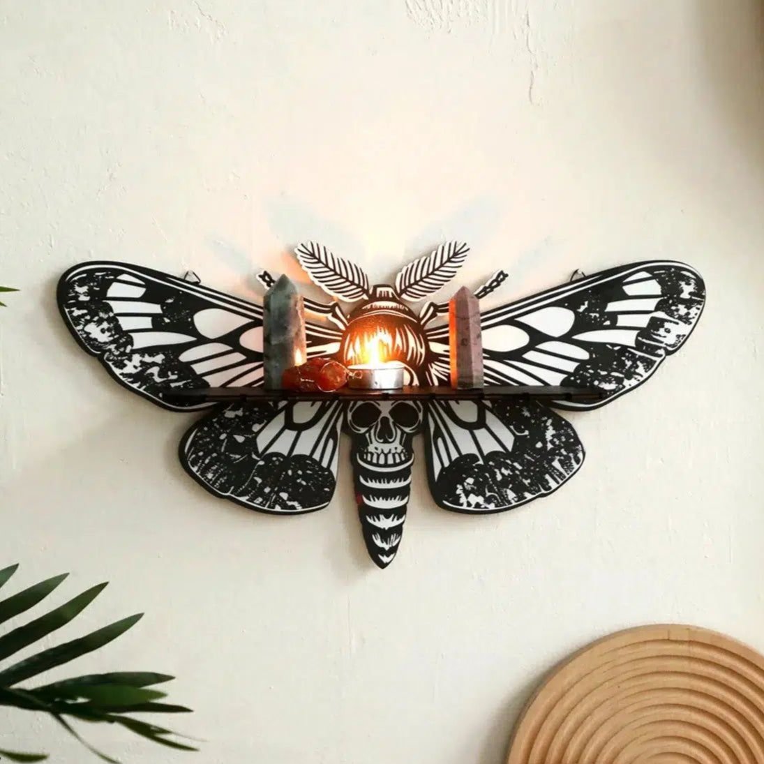 Halloween Wall Decor Death Moth Crystal Shelf Gothic Home Decor-MoonChildWorld