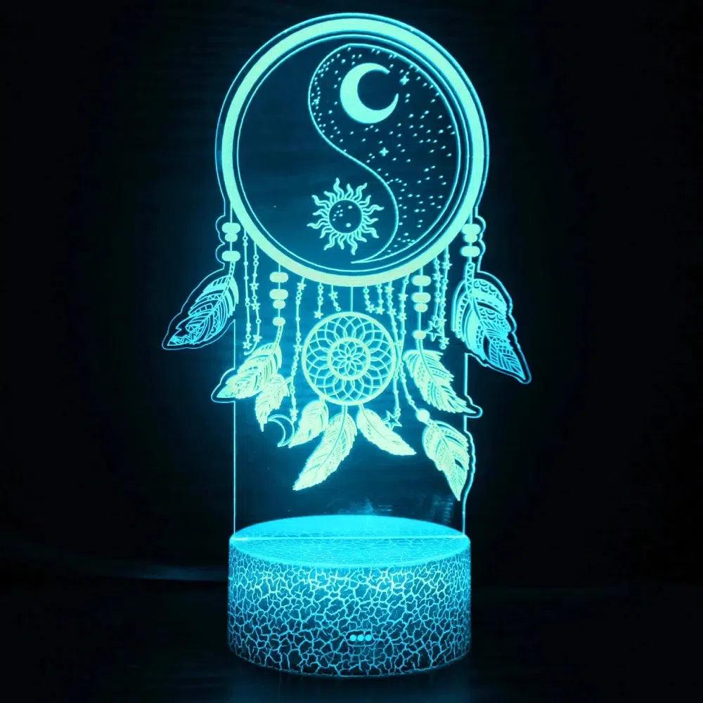 Sun Moon Dreamcatcher 3D Illusion Lamp Dream Catcher LED Night Light-MoonChildWorld