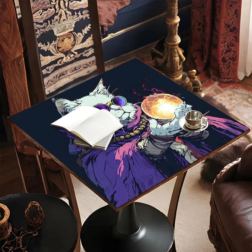 Wizard Cat Tarot Table Cloth Wicca Pagan Altar Cloth for Reading Divination-MoonChildWorld