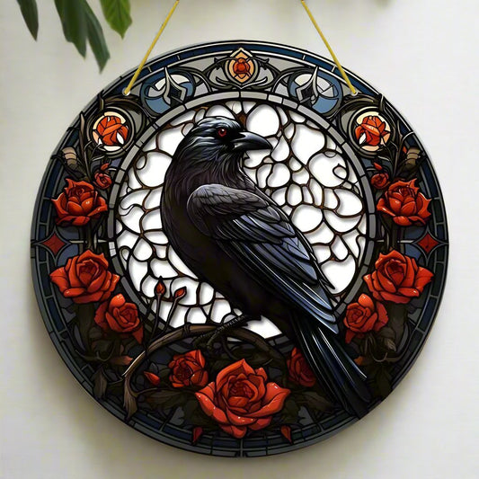 Dark Crow Window Art Black Raven Suncatcher Gothic Hanging Ornament