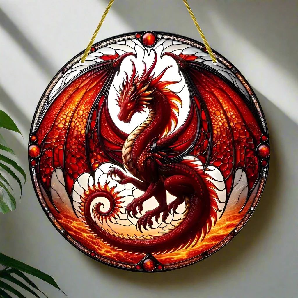 Dragon Wooden Sign Mythical Dragon Hanging Sign-MoonChildWorld