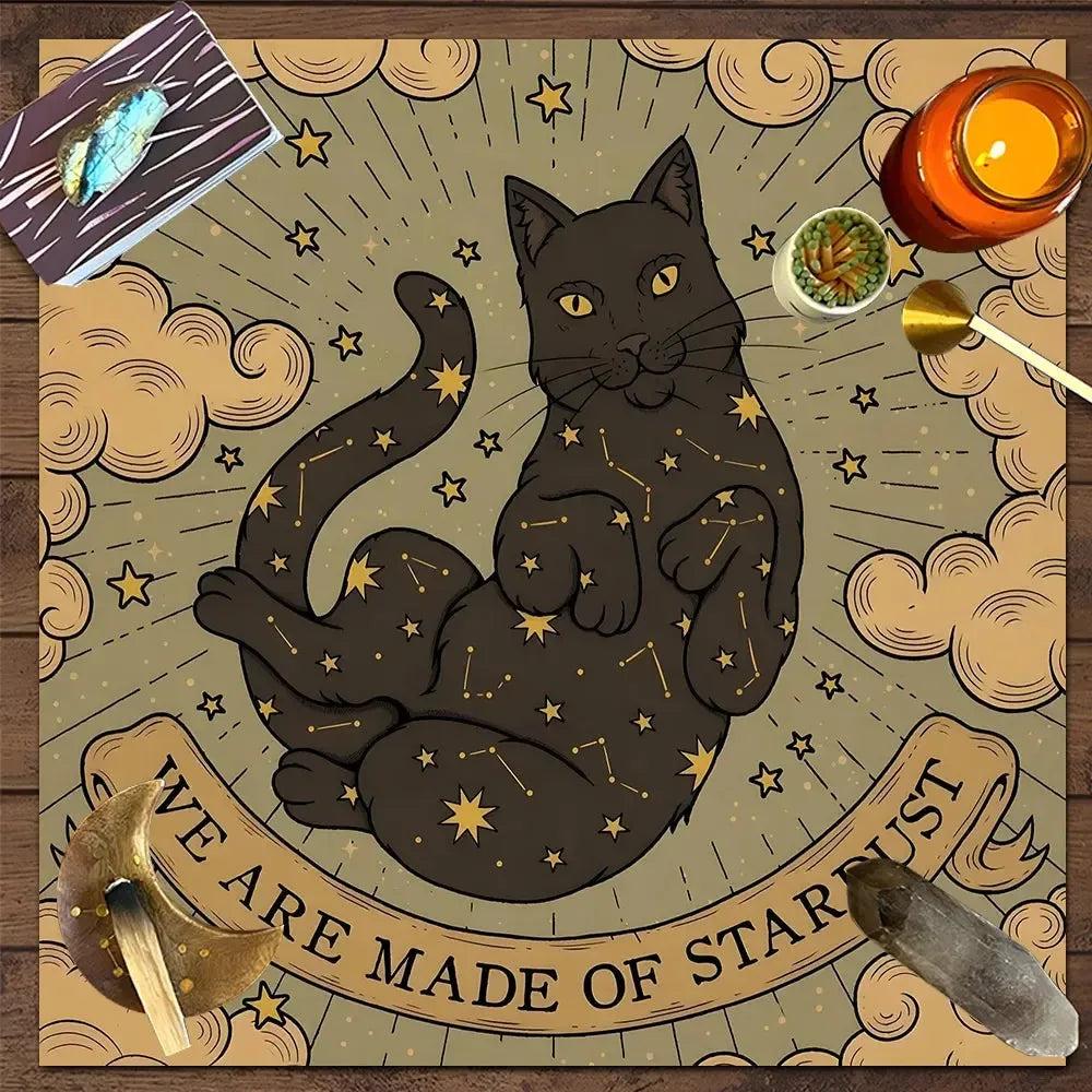 Occult Cat Wicca Altar Cloth Witchy Tarot Tablecloth for Reading Divination Witch Home Decor-MoonChildWorld