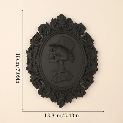 Retro Carved Gentleman Skull Wall Decorative Frame For Halloween Wall Decoration