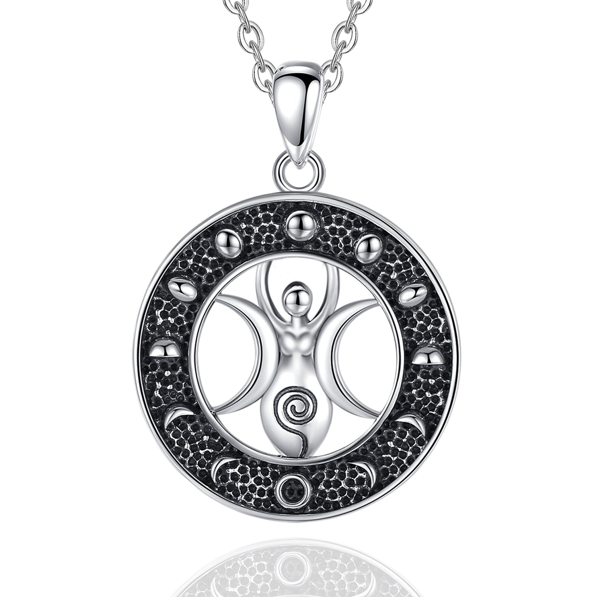 Triple Moon Goddess Necklace Lunar Cycle Moon Phase Necklace-MoonChildWorld