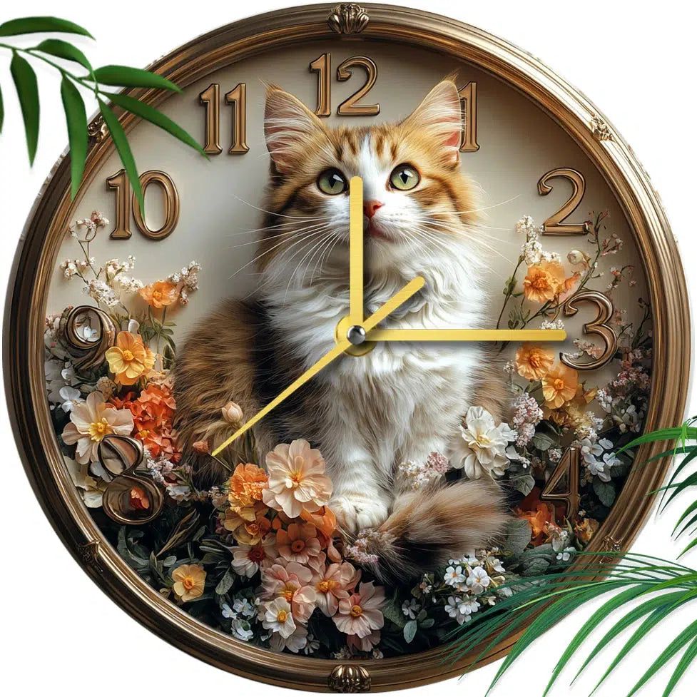 British Longhair Cat Wall Clock for Cat Lovers-MoonChildWorld