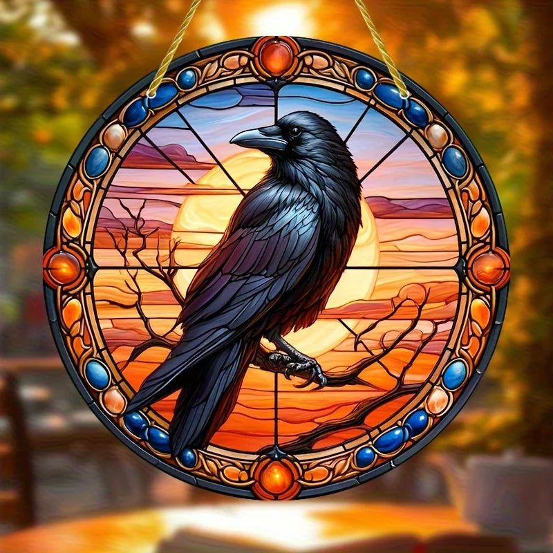 Dark Raven Gothic Suncatcher Crow Window Decor Whimsical Crow Decor Crow Suncatcher-MoonChildWorld