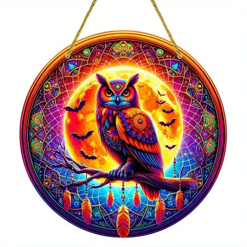 Spirit Owl Suncatcher Witchy Acrylic Sign-MoonChildWorld