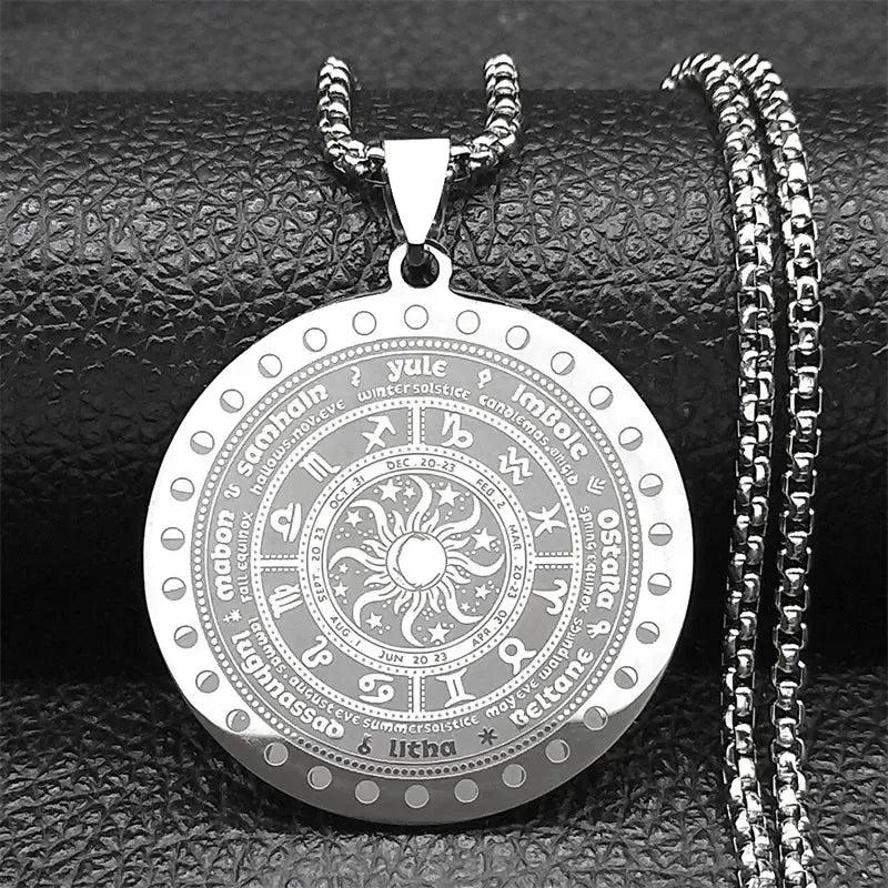 12 Constellation Zodiac Sign Moon Phase Necklace Pagan Wheel of the Year Astrology Jewelry-MoonChildWorld