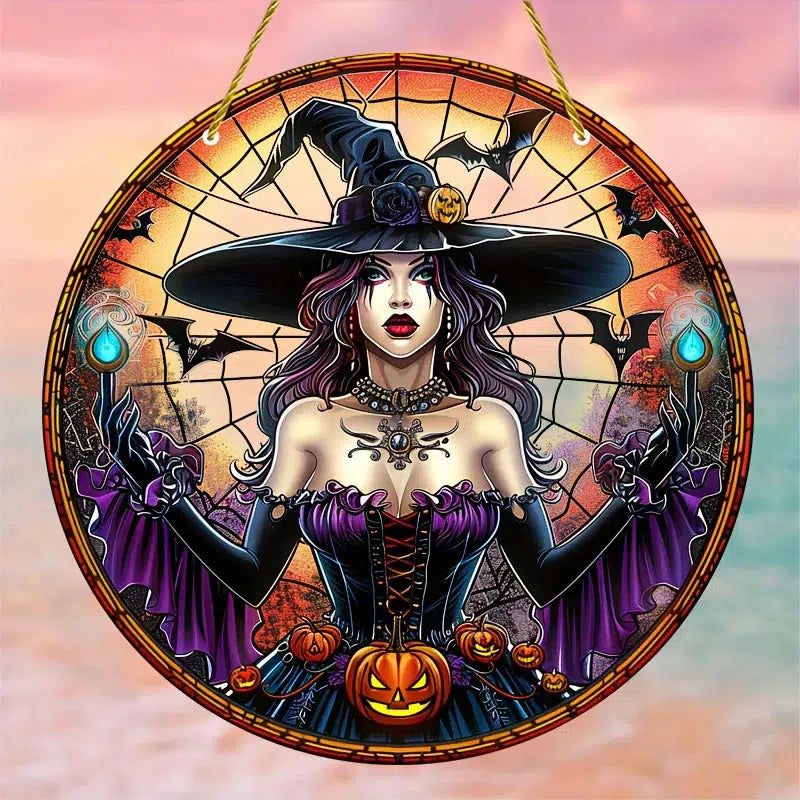 Halloween Witch Catcher - Window Decorations with Pumpkins and Bats, For Wall Art, Porches Decorations, Halloween Decorations-MoonChildWorld