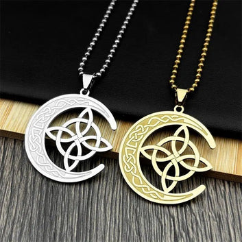 Crescent Moon Witch Knot Necklace Celtic Knot Jewelry