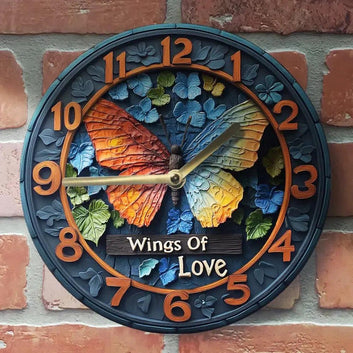 Wall Clock with Butterfly Design - Boho Butterfly Metal Clock