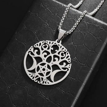 Pentagram Tree of Life Necklace Pagan Jewelry