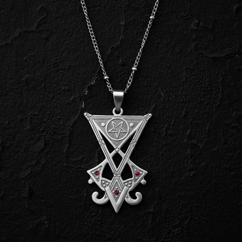 Sigil Church of Satan Inverted Pentagram Necklace Seal of Lucifer Devil Symbol Gothic Witch Jewelry